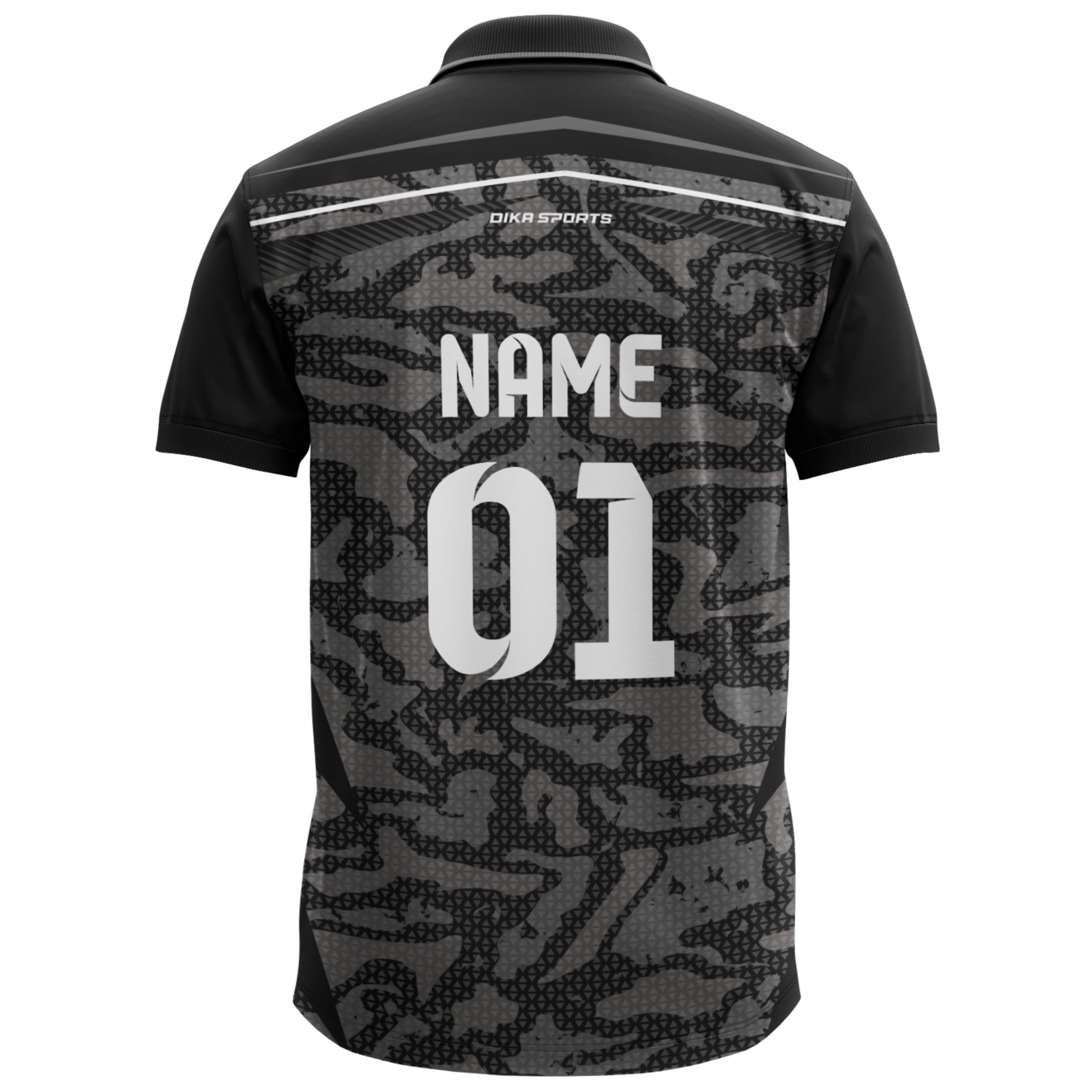 Black Pattern Printed Sports Cricket Jersey for Mens
