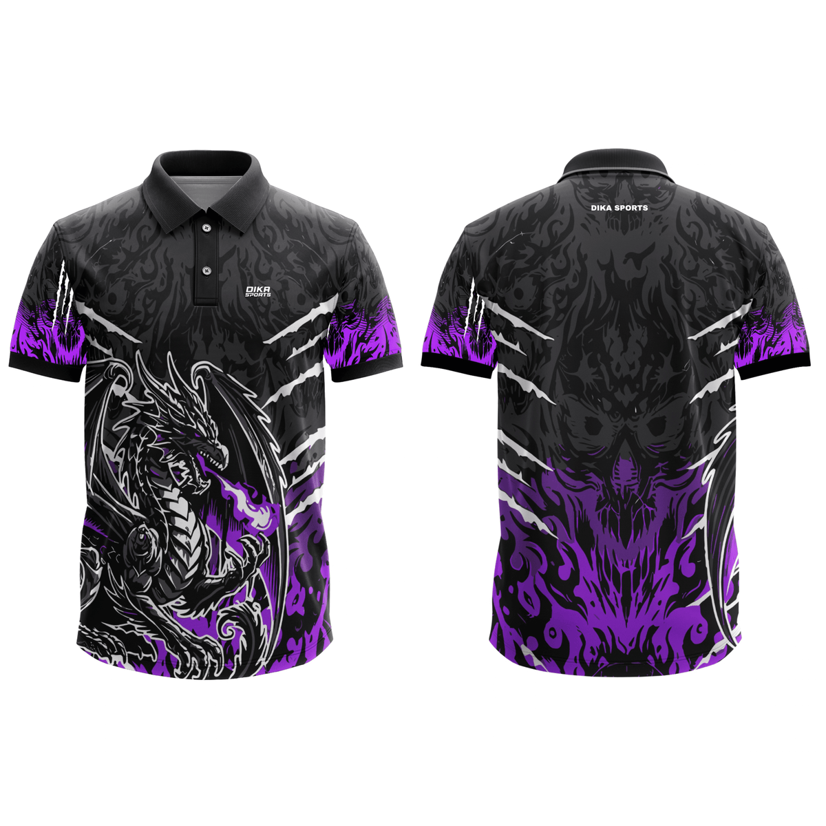 Dika Sports Dragon Men's Sports Polo T-Shirt – Cricket Training Jersey with Collar