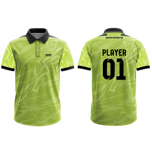 DIKA SPORTS Sublimation Cricket Jersey – Polo Collar Sports Uniform with custom name and number