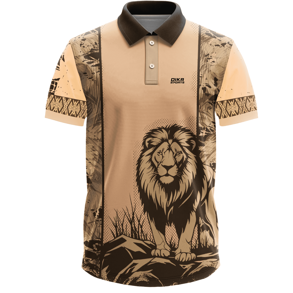 Dika Sports Cricket Practice Lion Jersey for Men – Breathable Collar T-Shirt