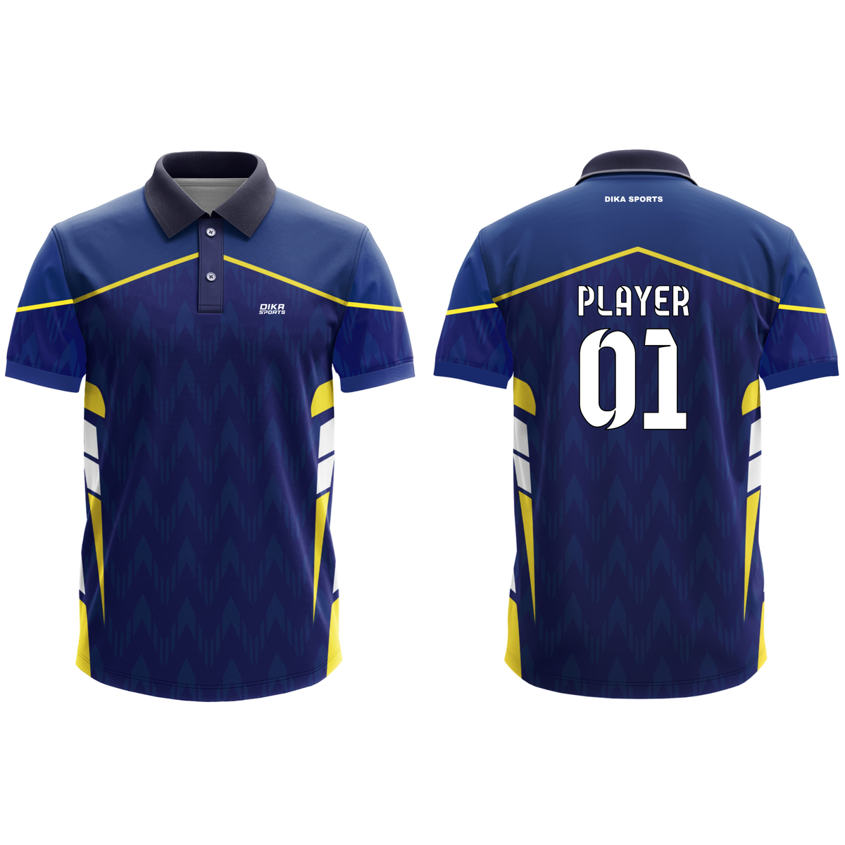 Dika Sports Cricket Jersey Large Size | Collar Neck Cricket Jersey for Men | Custom Cricket T-Shirt | Breathable Stretchable Sports Wear