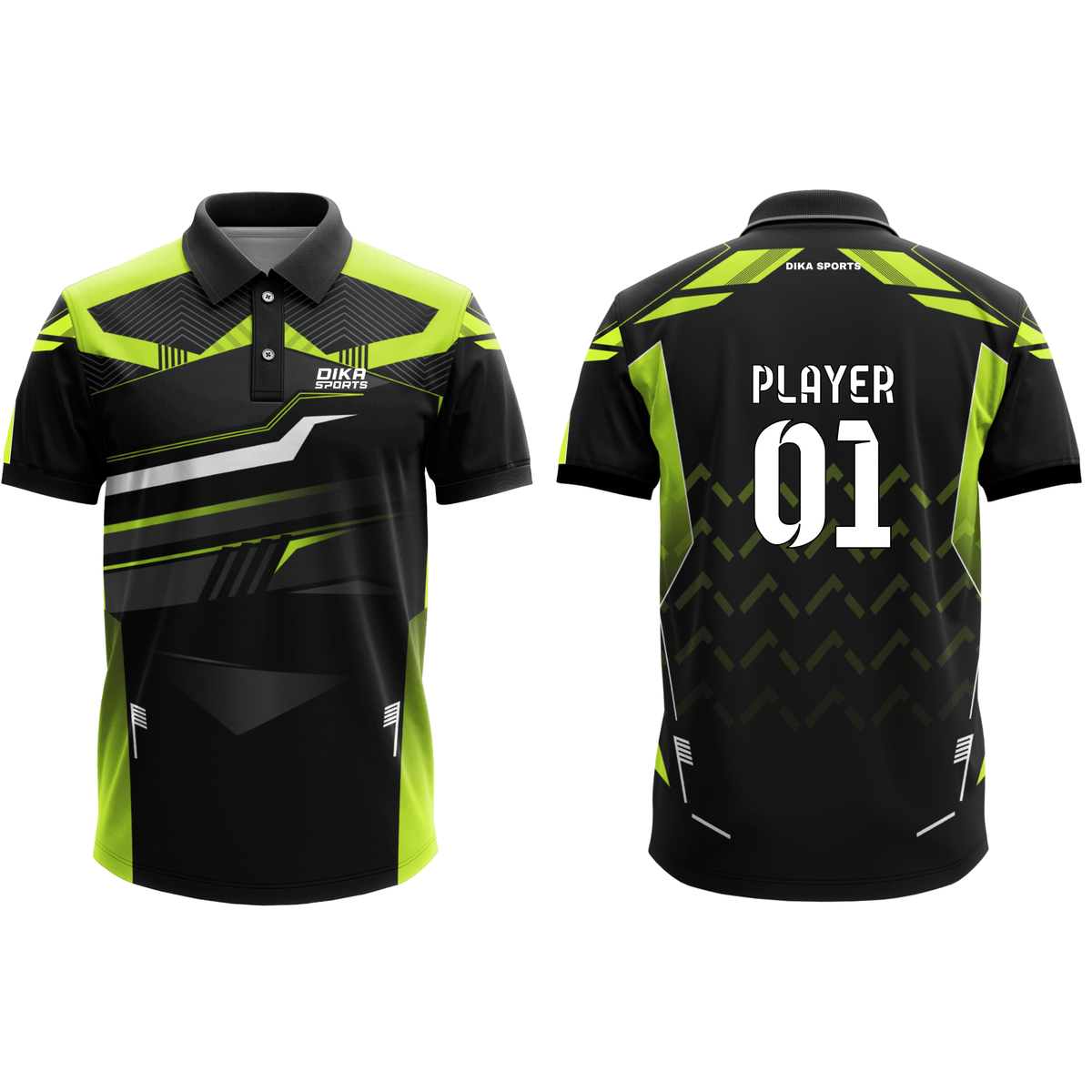 DIKA SPORTS Custom Cricket Match Jersey for Adults with Collar,  Custom Player Name & Custom Number