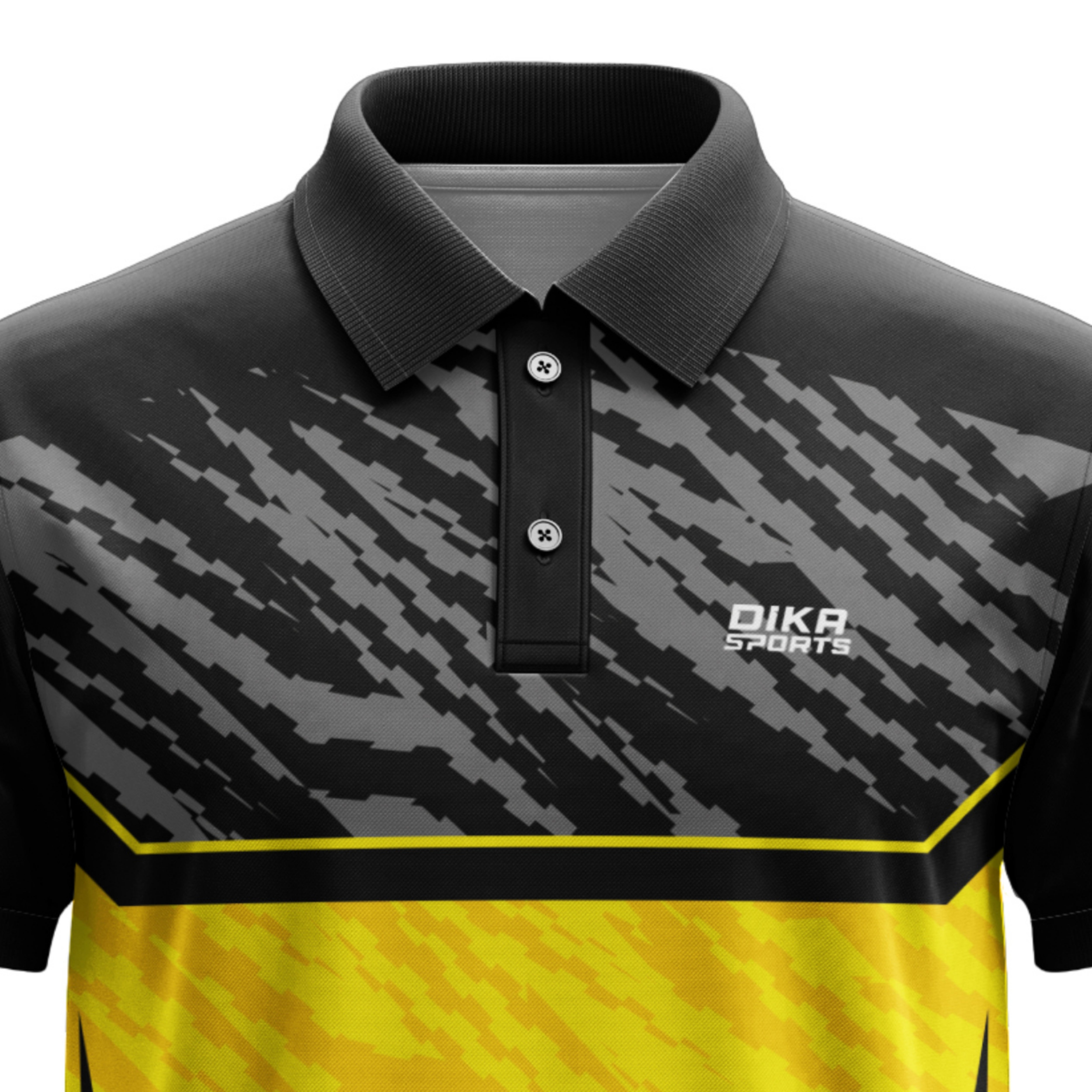 Yellow Black Print Cricket Jersey T-shirt with Name Number