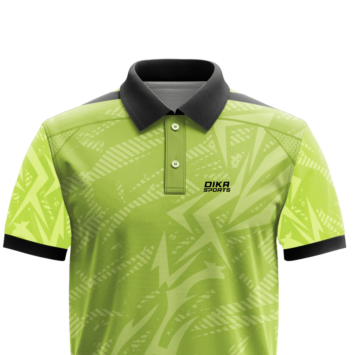 DIKA SPORTS Sublimation Cricket Jersey – Polo Collar Sports Uniform with custom name and number
