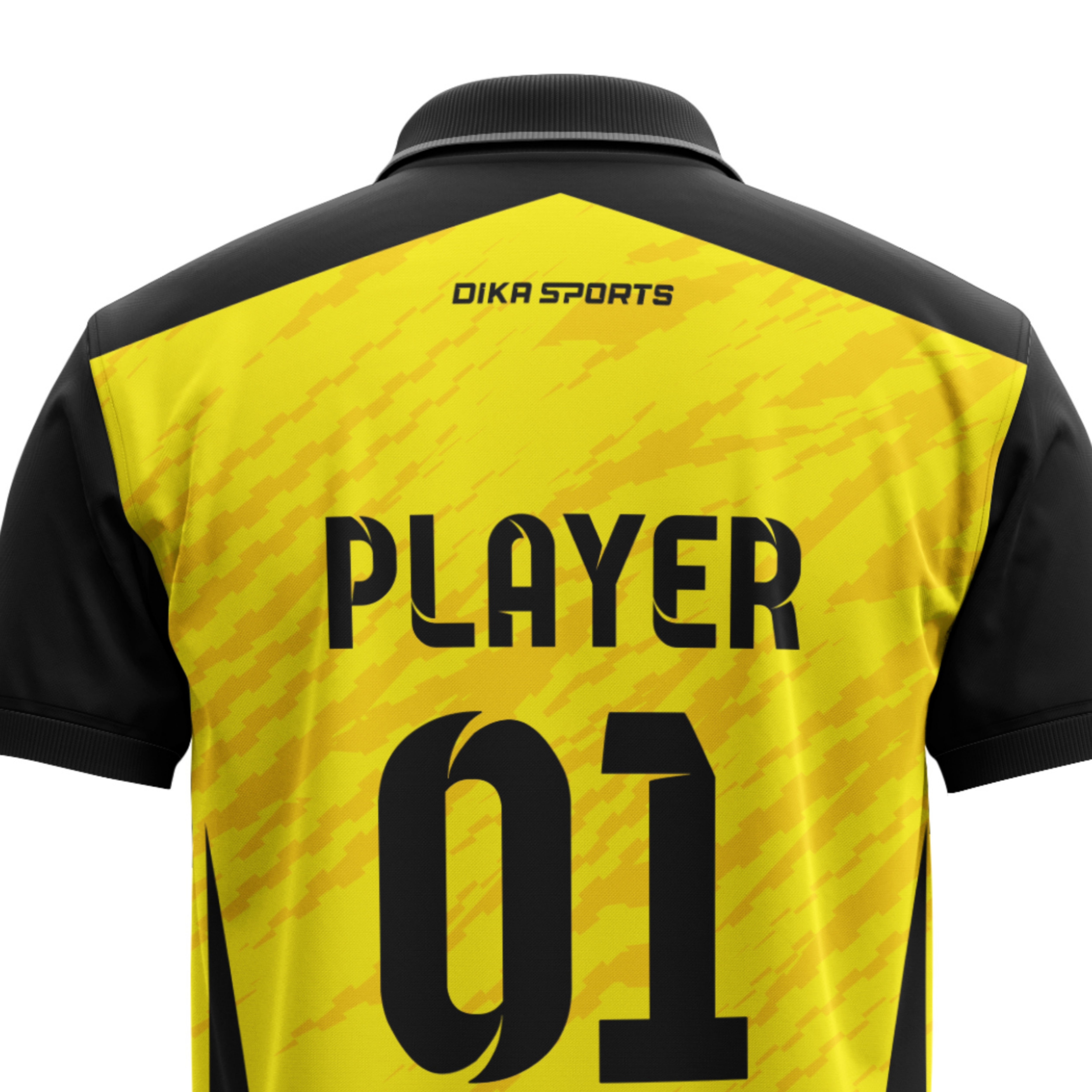Yellow Black Print Cricket Jersey T-shirt with Name Number