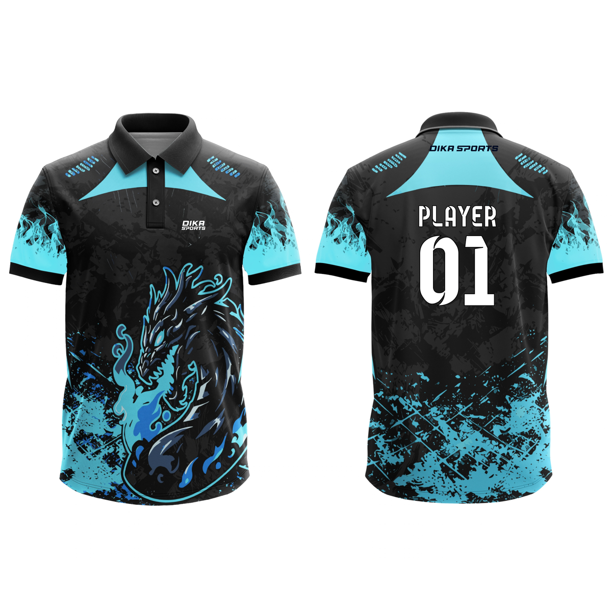 Dika Sports Custom Cricket Jersey for Men | Name Number & Logo Printed Jersey | Breathable Personalized Team Cricket Jersey
