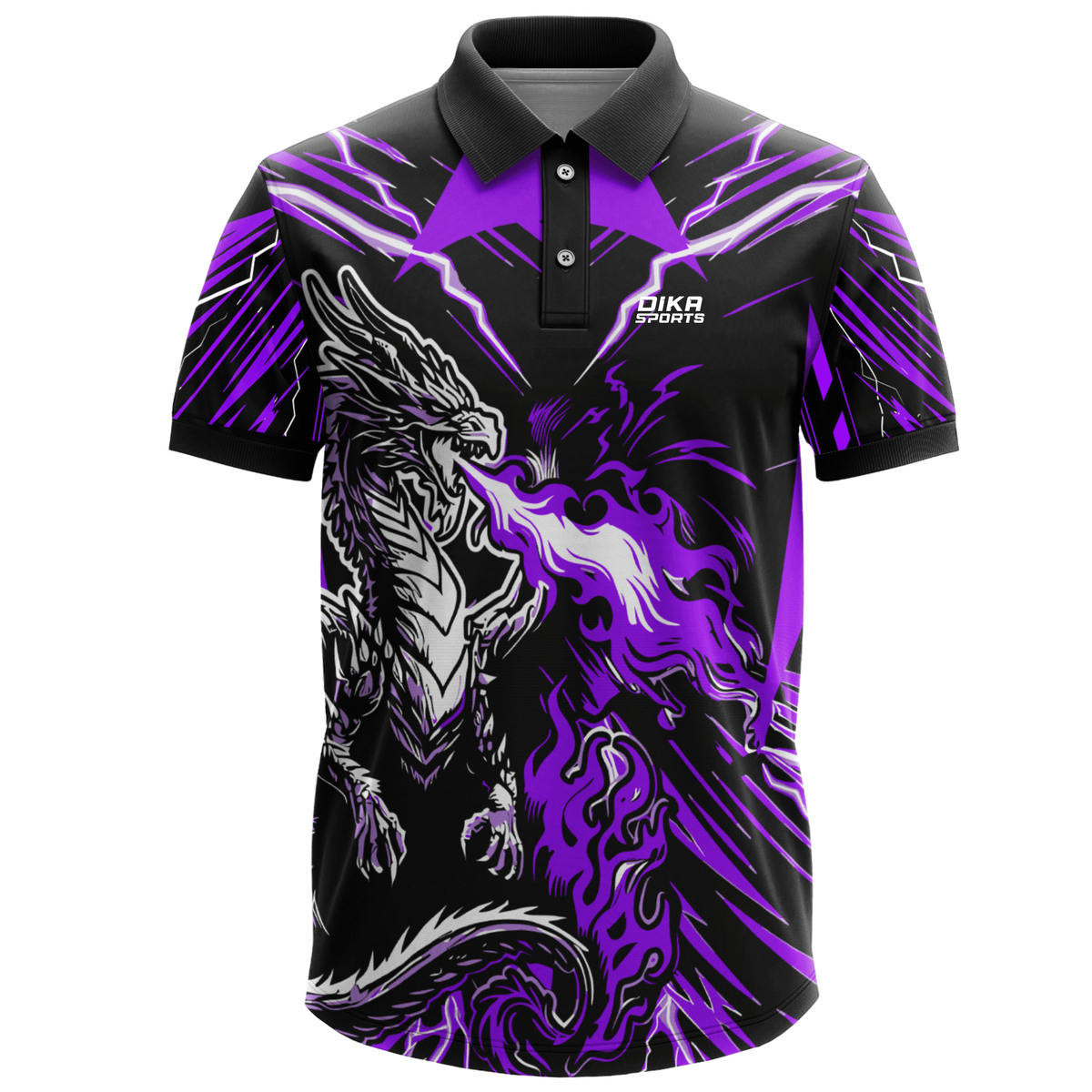 DIKA SPORTS Cricket Team Jersey with quick dry technology – Custom Polo Neck Design Dragon Solid Print