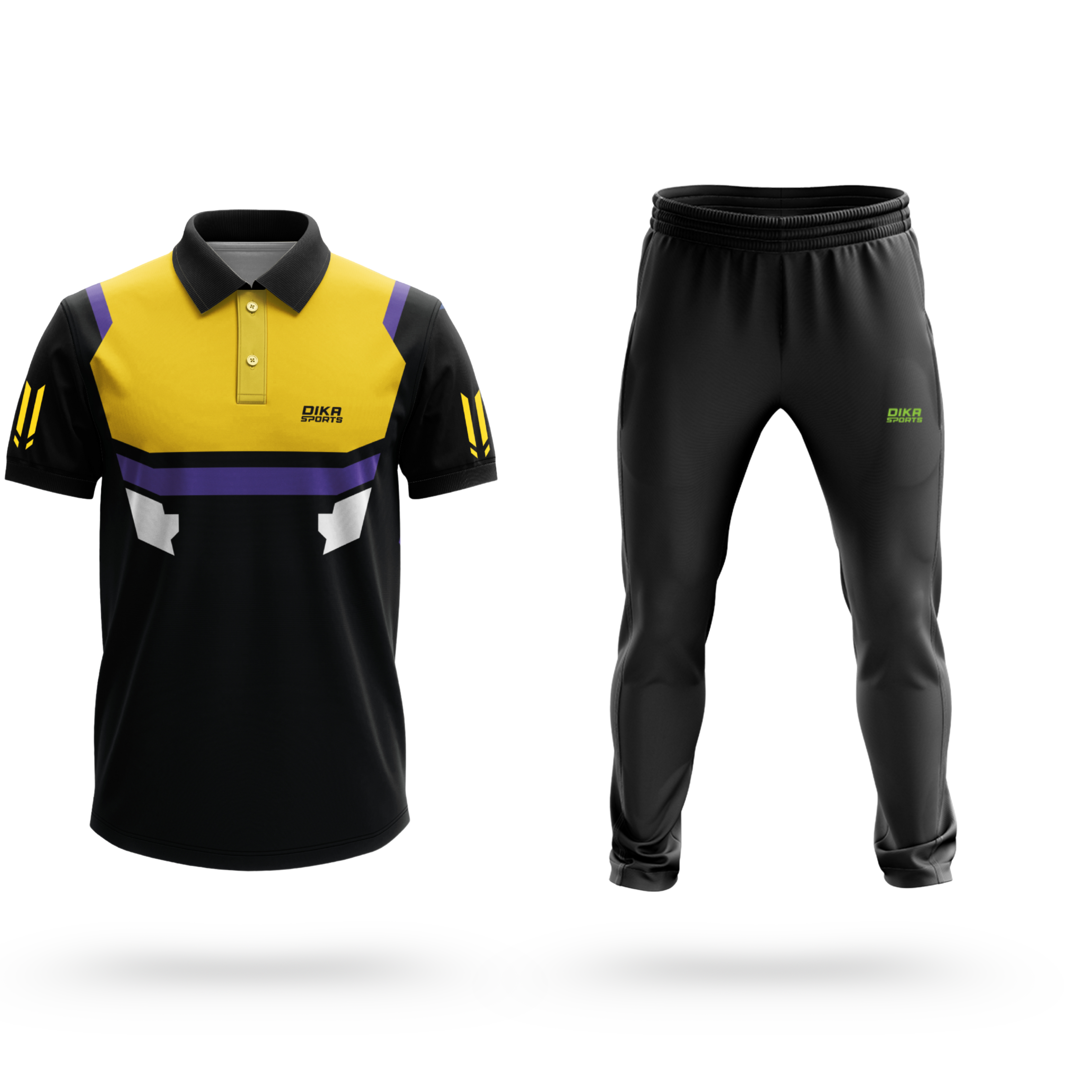Dika Sports Name and number jersey Cricket t-shirt  for man and kids dry fit track pant - Pack of 2