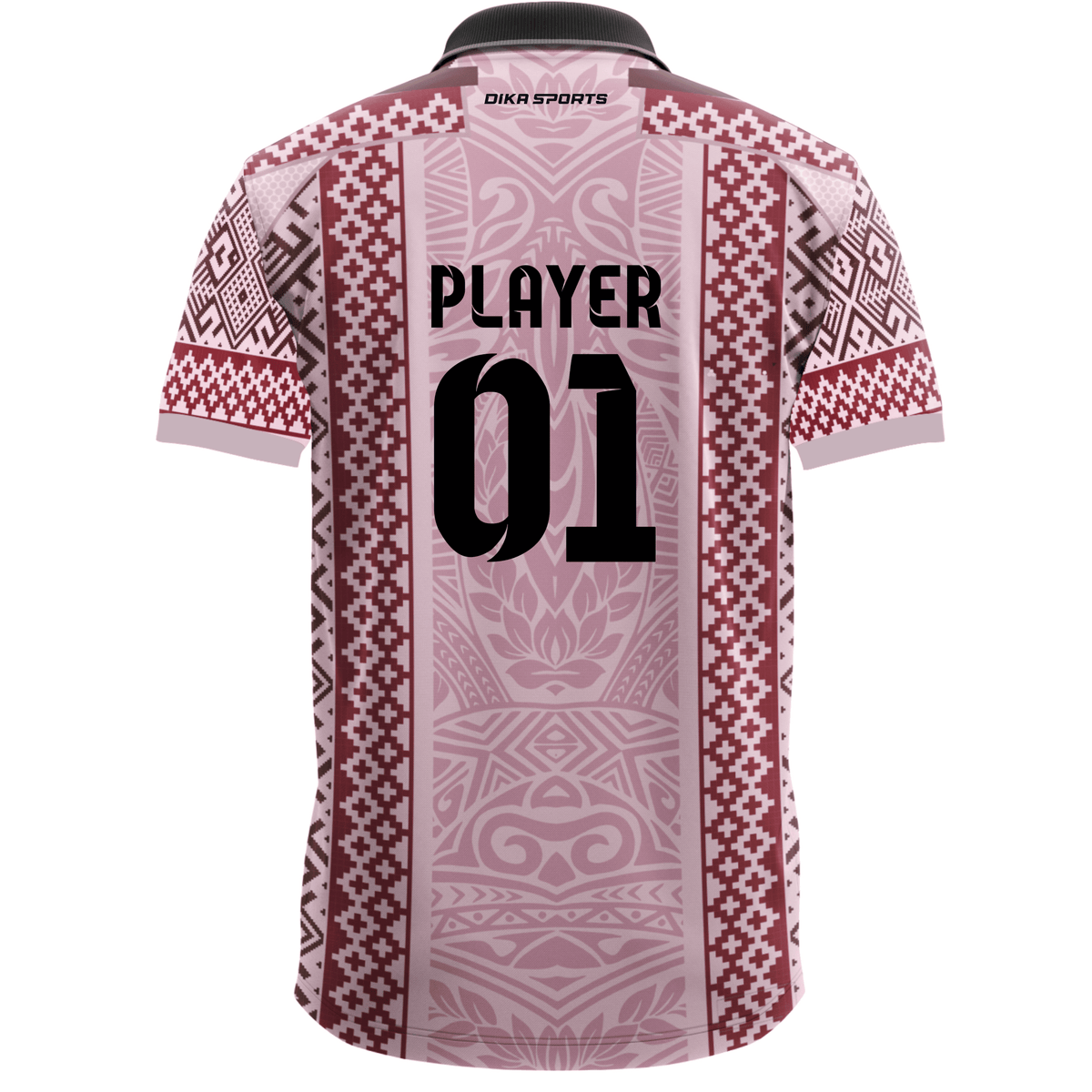 DIKA SPORTS Custom Cricket Jersey with Name and Number for Men, Kids & Teams – Collar Neck Personalized Pink Sportswear