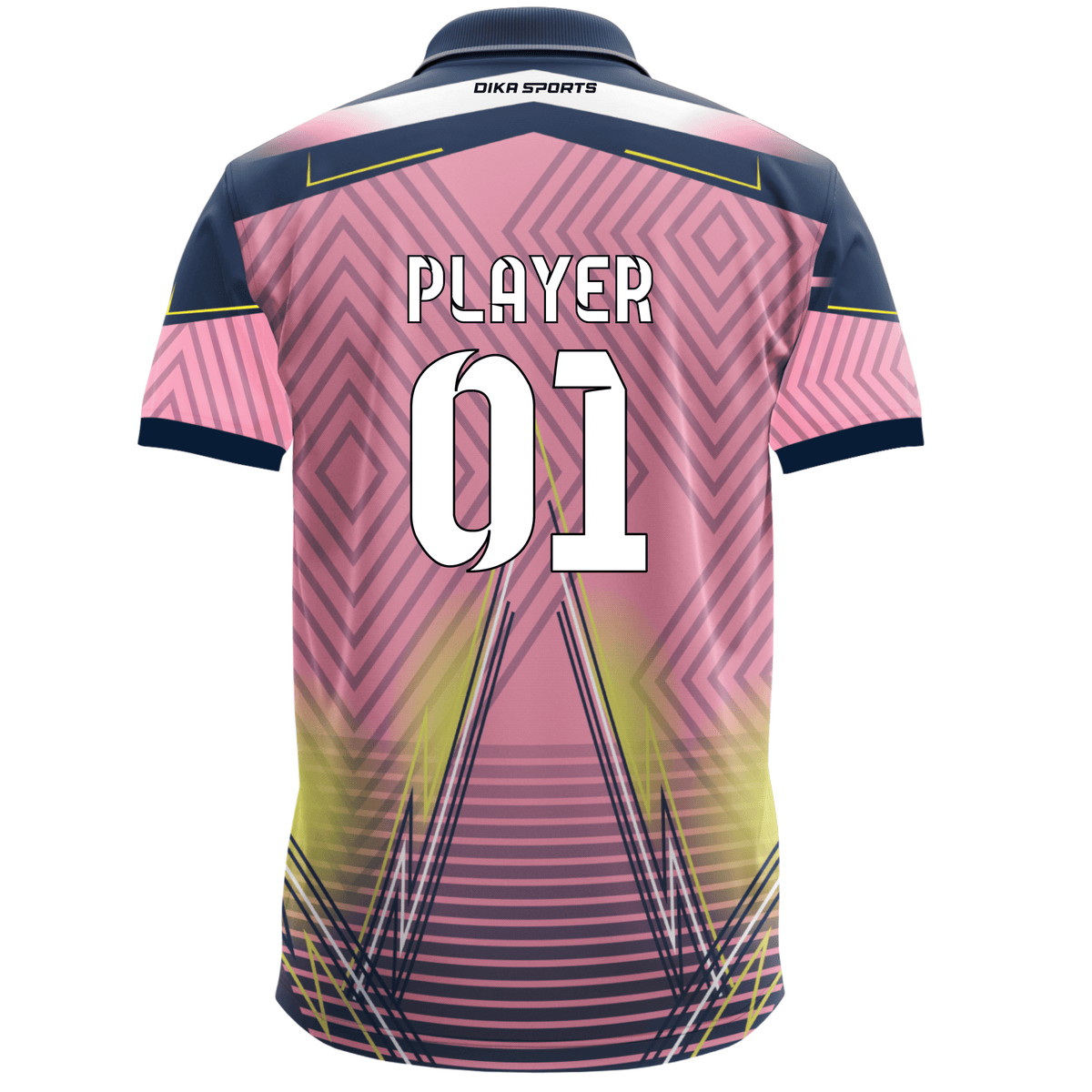 DIKA SPORTS New Launch Pink Custom Cricket Collar Neck Jersey for Men with Personalized Name Number and Team Logo Printing
