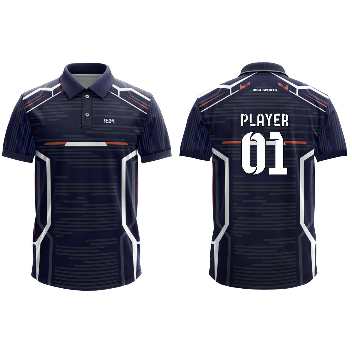 Dika Sports Cricket T-Shirt with Collar | Men's Cricket Jersey | Personalized Cricket T-Shirt | Breathable Quick-Dry Sports Wear