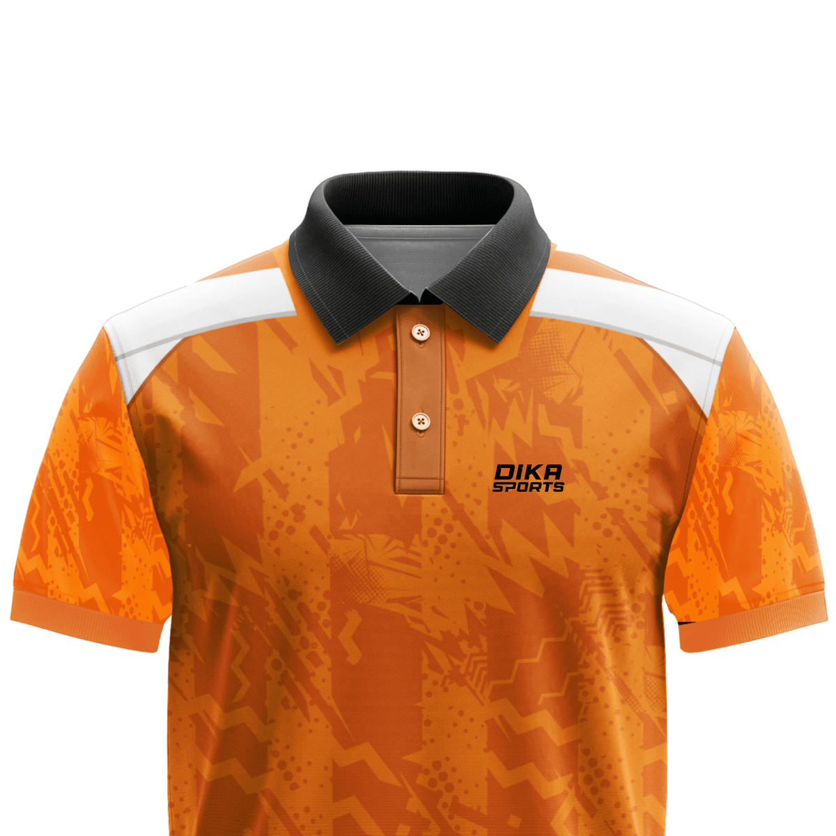 DIKA SPORTS Custom Cricket Jersey – Polo Collar Printed Orange Sports Wear for Daily Matches