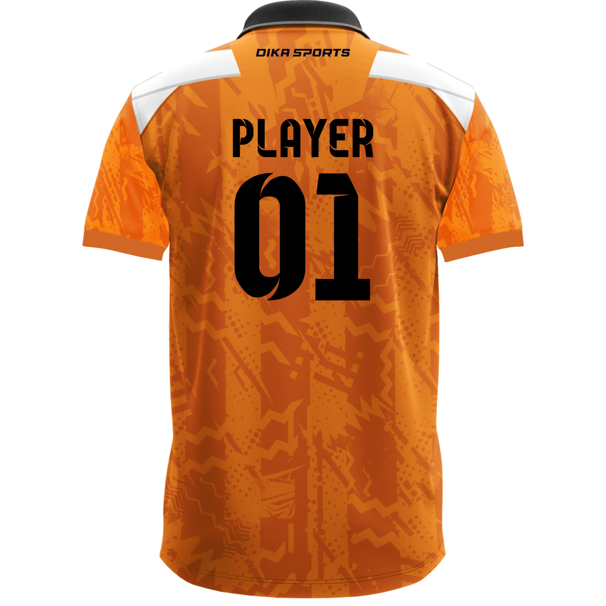 DIKA SPORTS Custom Cricket Jersey – Polo Collar Printed Orange Sports Wear for Daily Matches