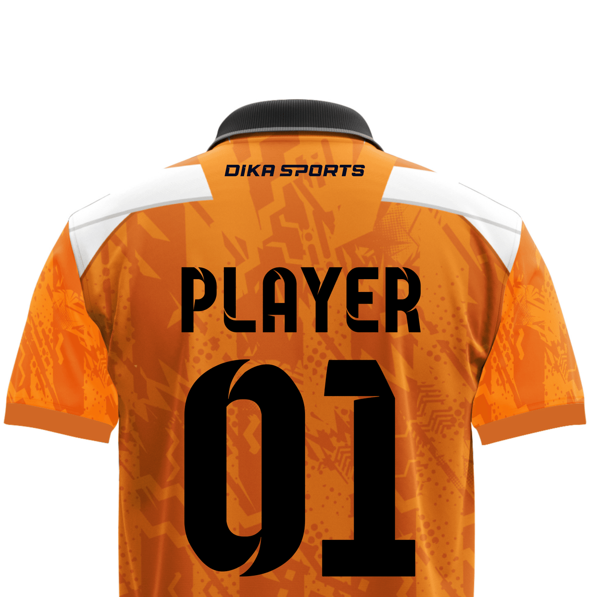 DIKA SPORTS Custom Cricket Jersey – Polo Collar Printed Orange Sports Wear for Daily Matches