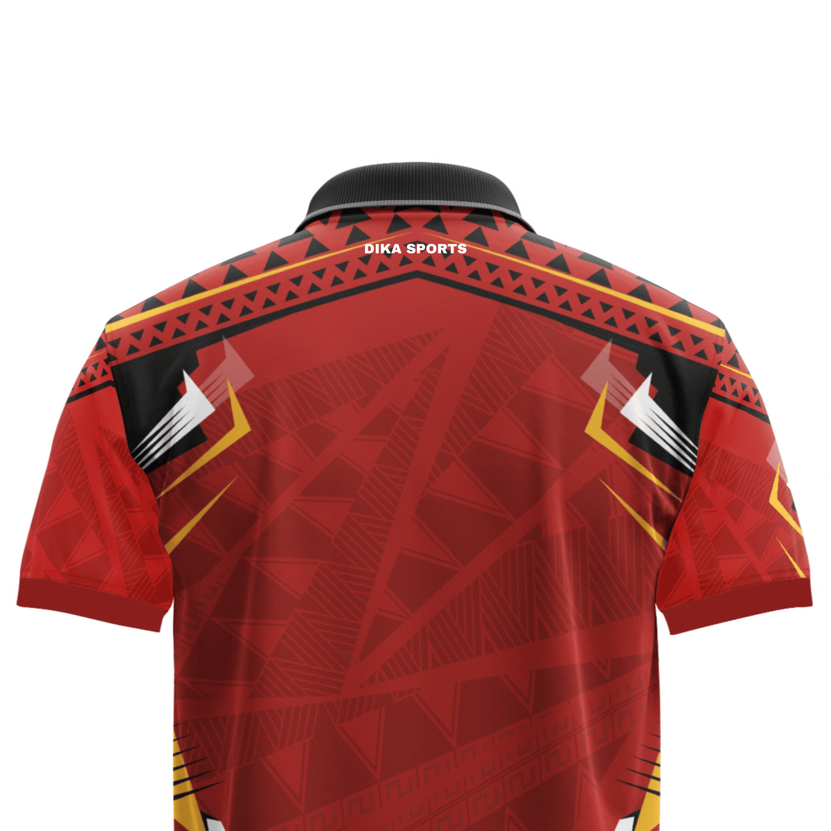 DIKA SPORTS Cricket Red T-Shirt for Men, Stylish Collar Neck Sports Jersey with Moisture Wicking Fabric