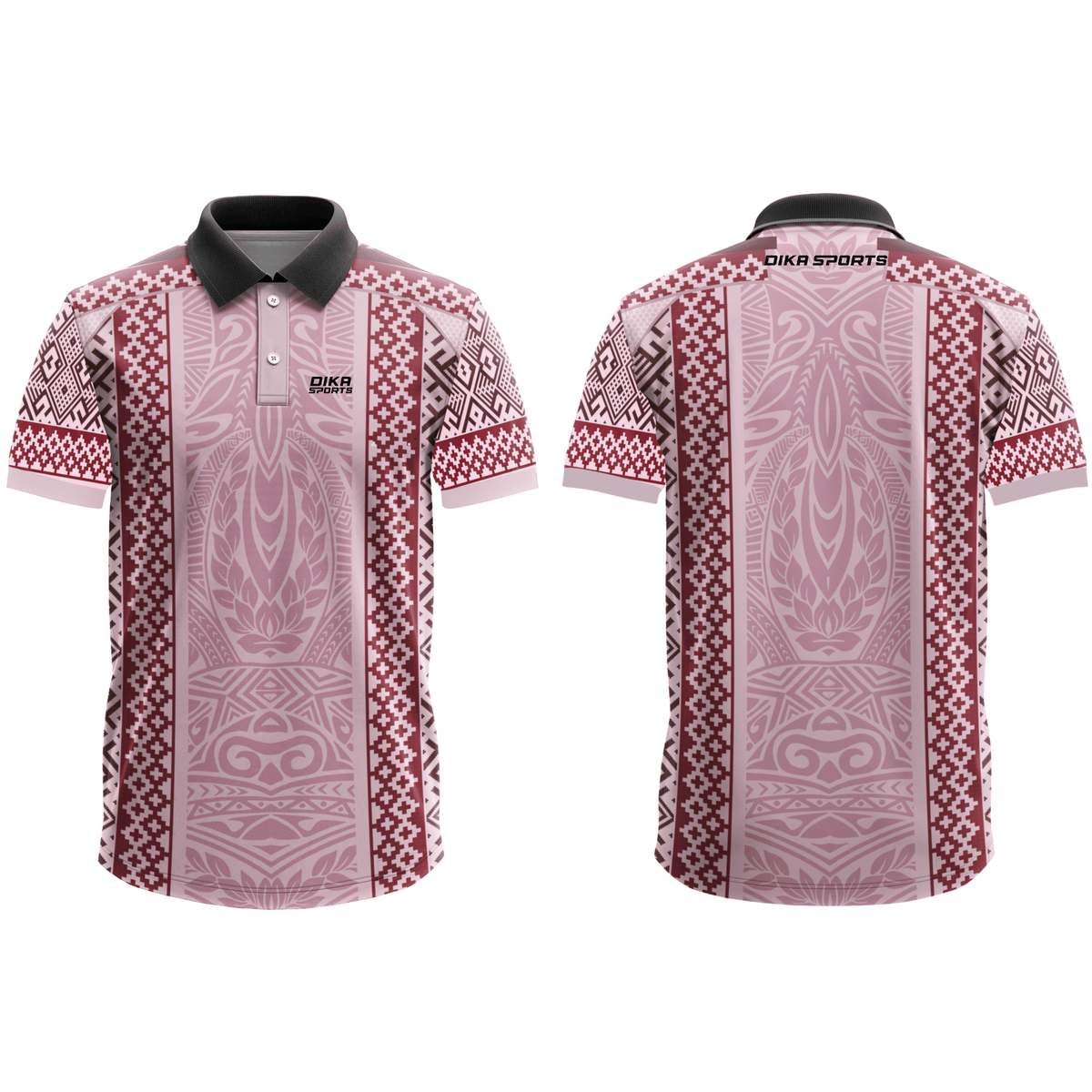 DIKA SPORTS Men's Collar Neck Pink Colour Cricket Jersey – Lightweight Breathable Sports T-Shirt for Match and Practice