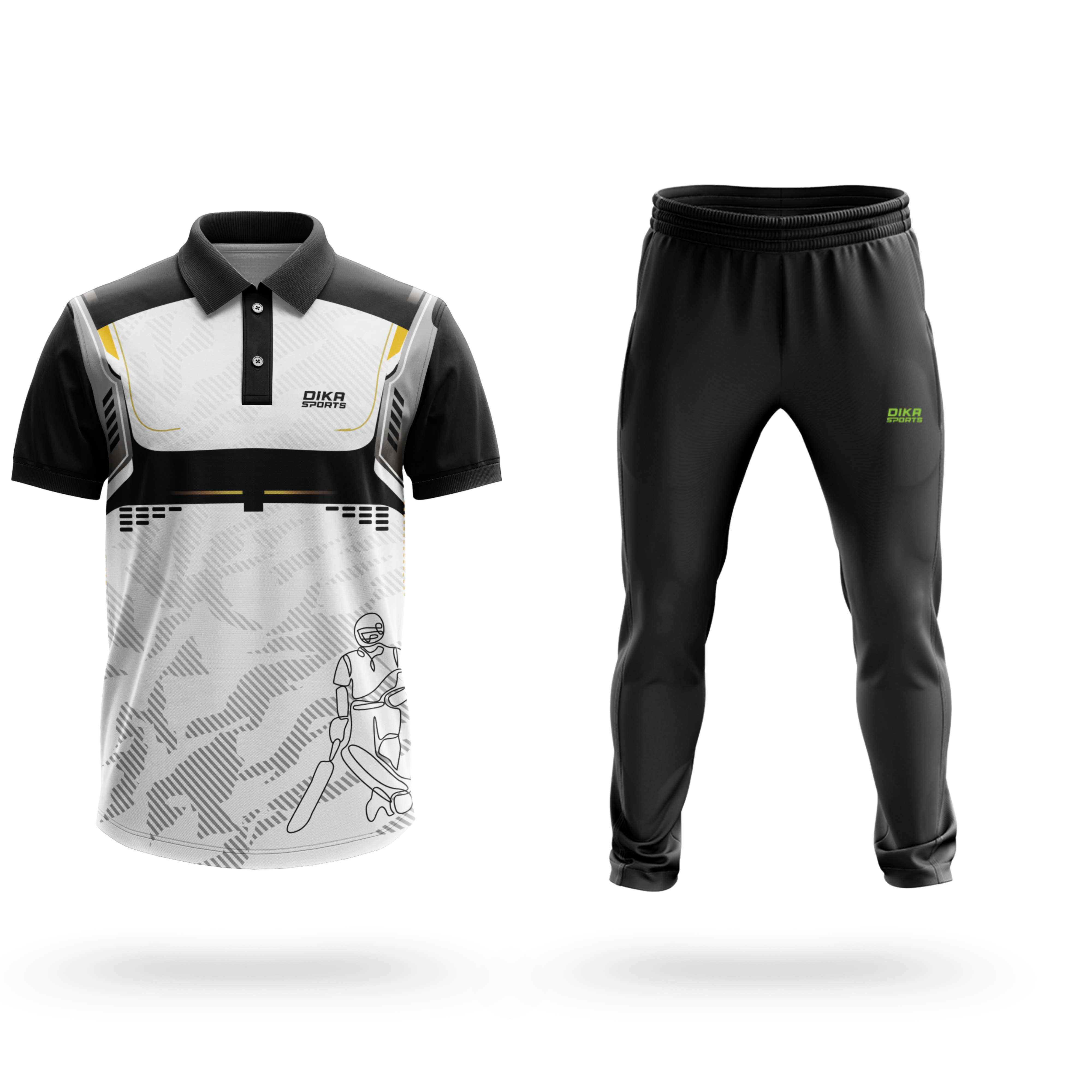 Dika Sports Custom team jersey Cricket t-shirt combo jersey cricket mala training pant men - Pack of 2