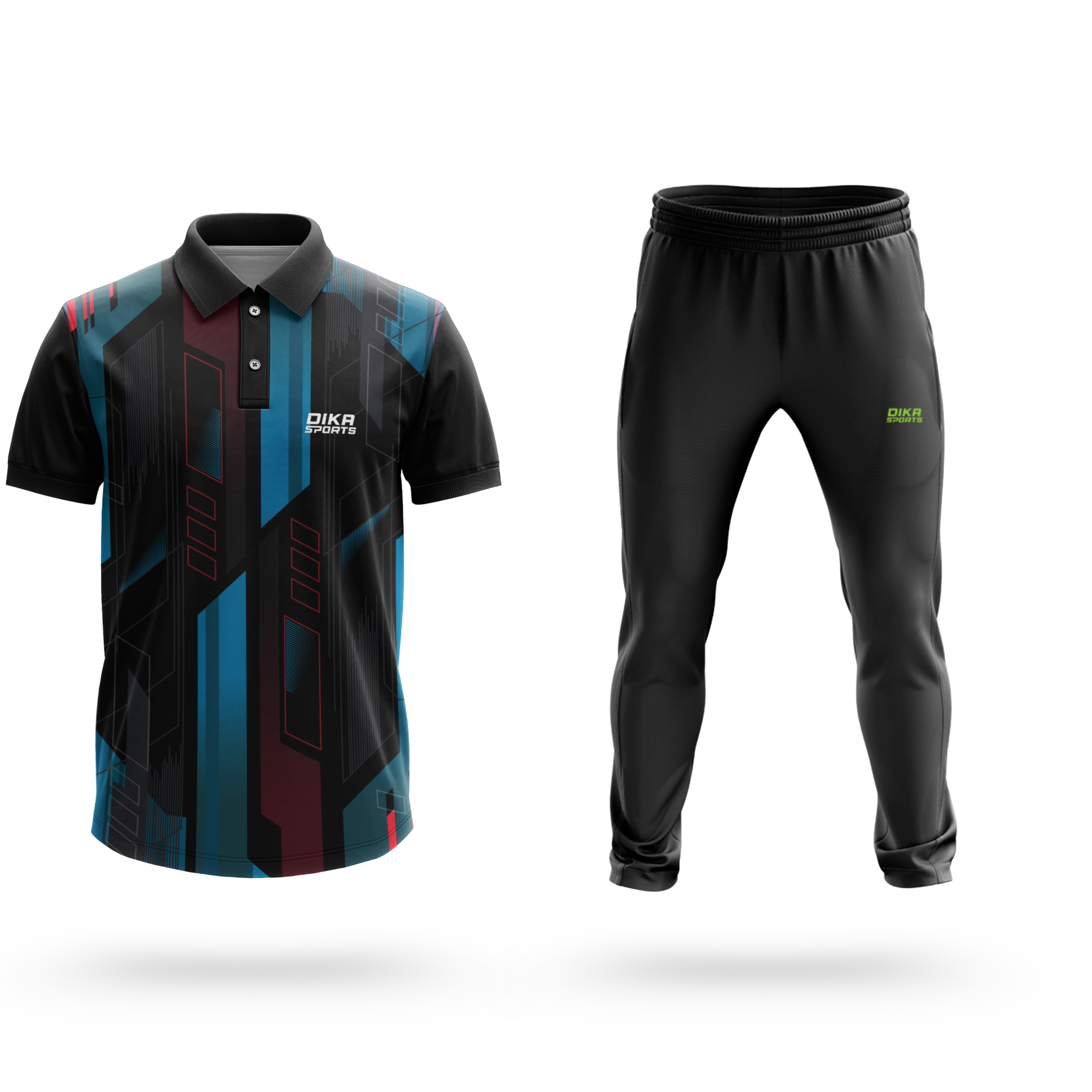 Dika Sports Custom soccer jersey Cricket t-shirt stylishcricket indian team jerseyprinted shirts for men full sleeves team track pant - Pack of 2