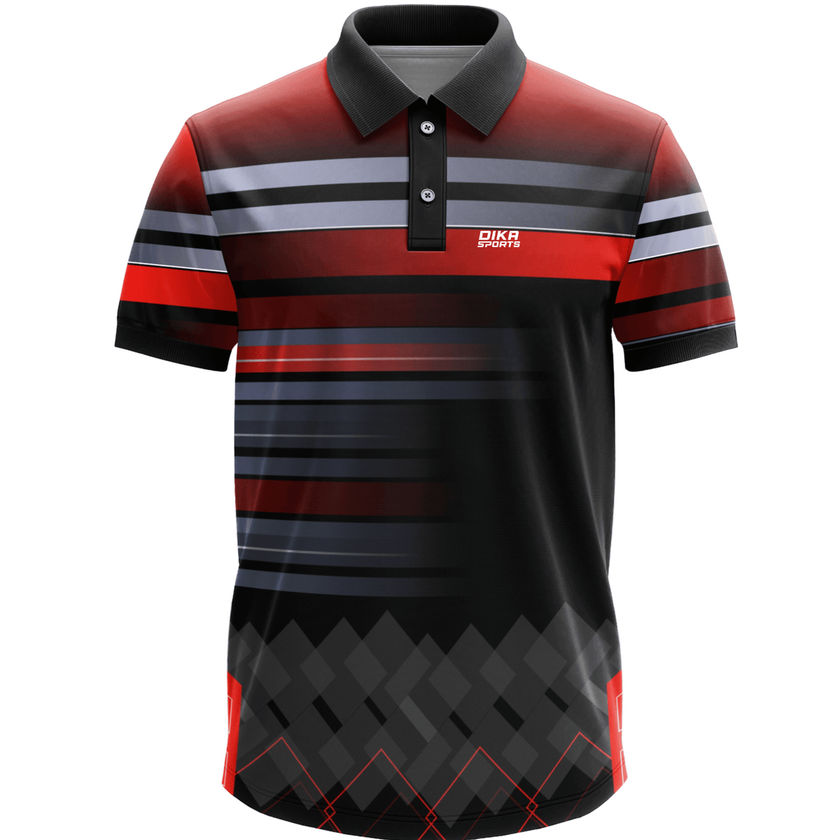 DIKA SPORTS Men's Cricket Jersey, Lightweight Polyester Sports T-Shirt with Collar and Quick Dry Fabric