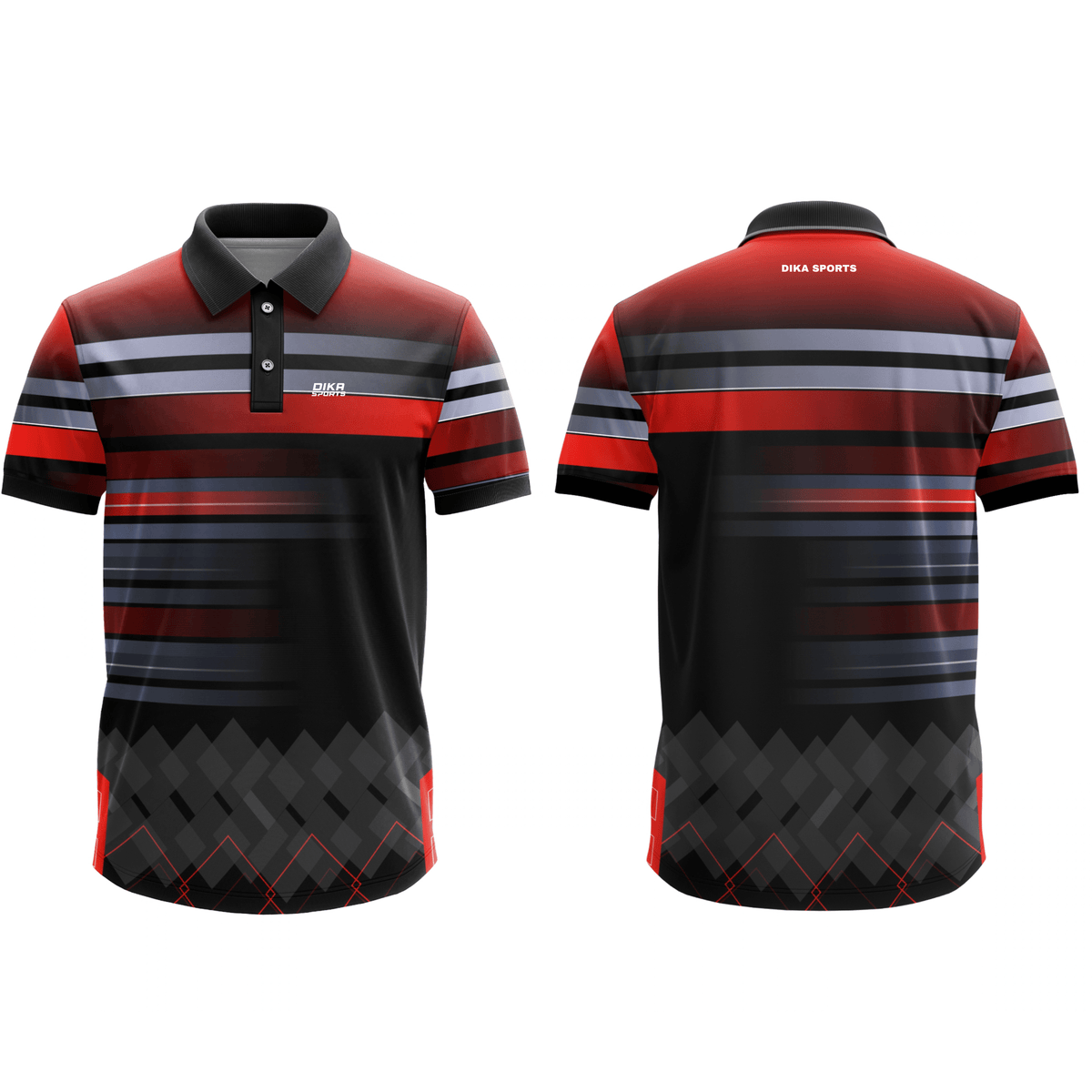 DIKA SPORTS Men's Cricket Jersey, Lightweight Polyester Sports T-Shirt with Collar and Quick Dry Fabric