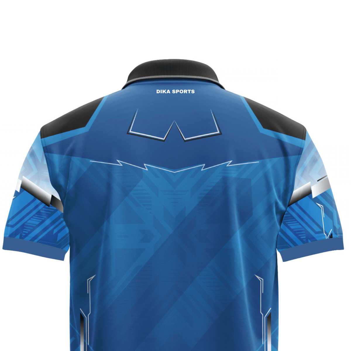 DIKA SPORTS Non Custom Blue Cricket Jersey for Men, Classic Collar Neck Cricket T-Shirt for Sports and Training