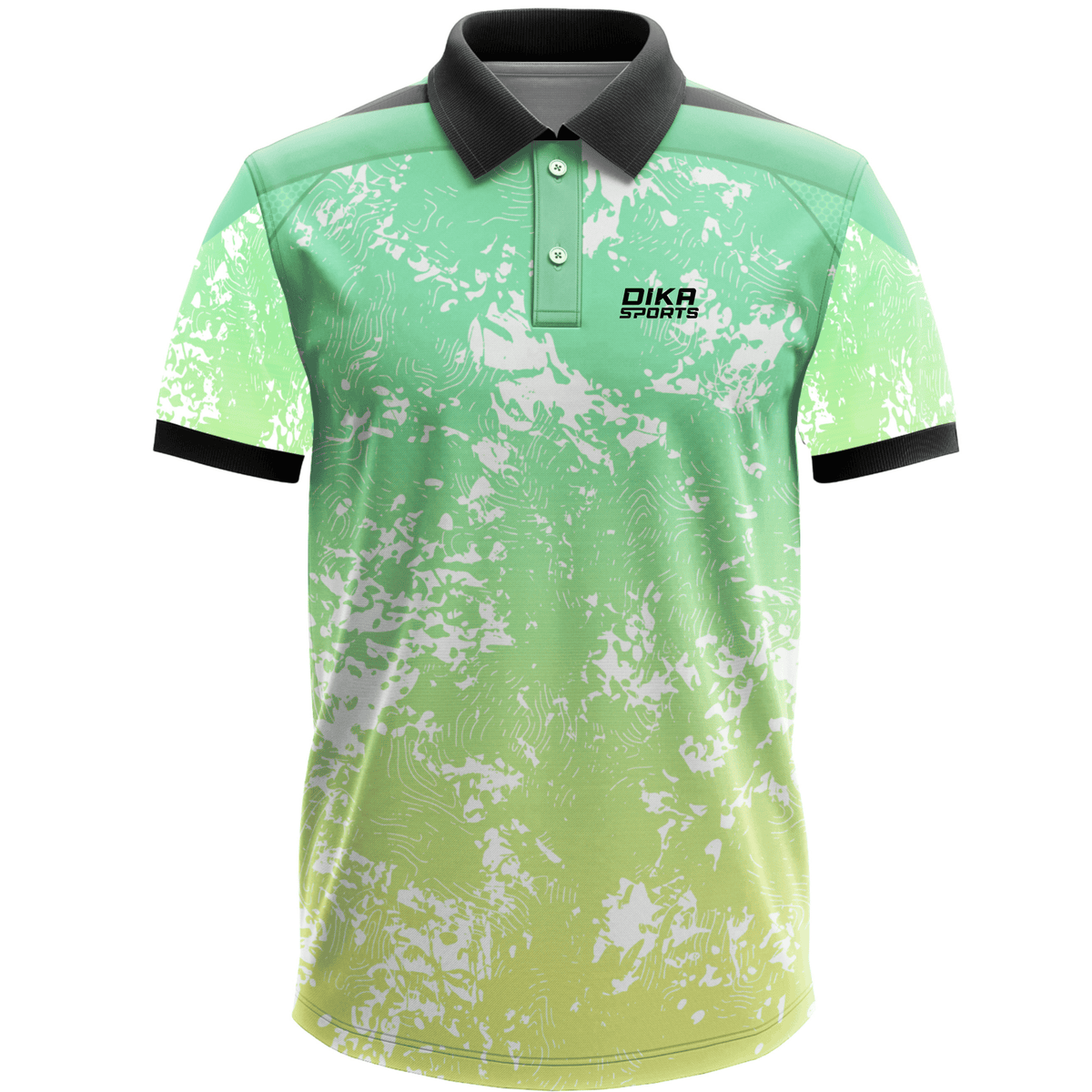 DIKA SPORTS Premium Printed Cricket Polo Jersey – Men's No Name Sports T-Shirt Attaractive Sportswear