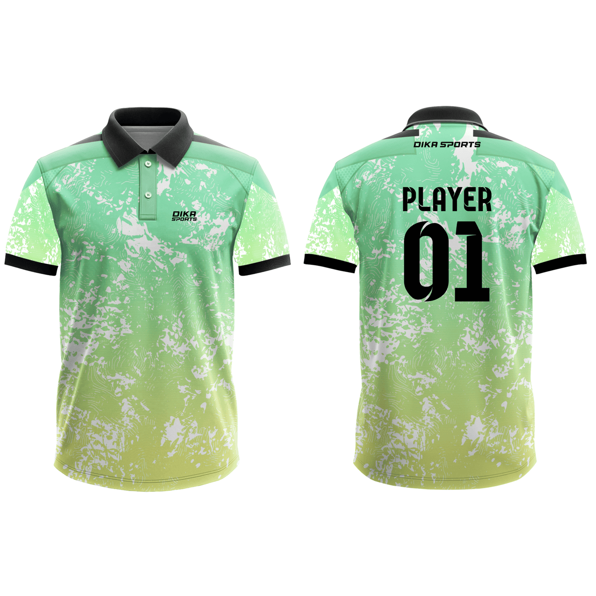 DIKA SPORTS Personalized Cricket Polo Jersey with Name, Number and Logo Printing Bright Colour Sports Jersey
