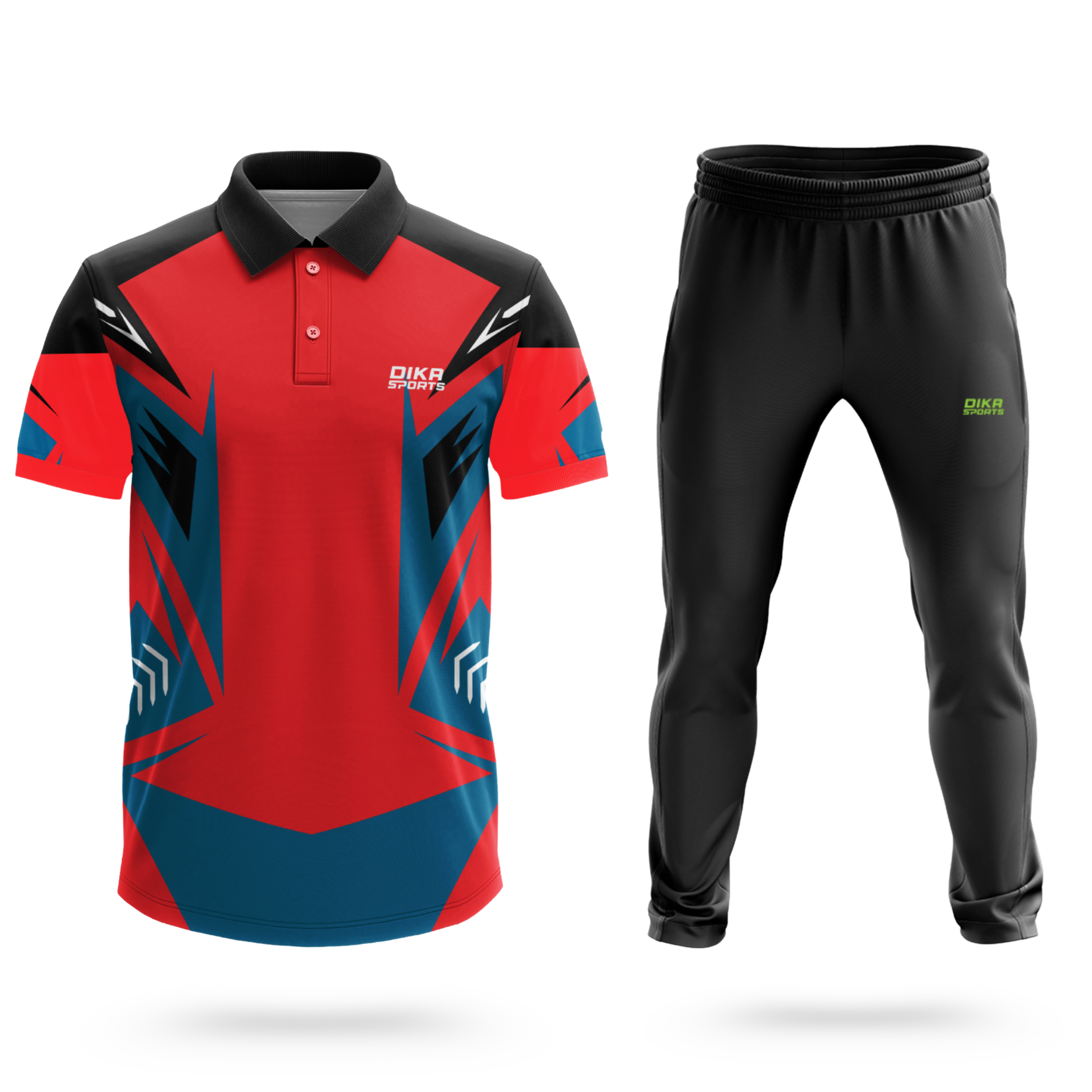 Dika Sports Custom jersey for men Cricket t-shirt set solid polo t shirts for mensports running trackpant - Pack of 2