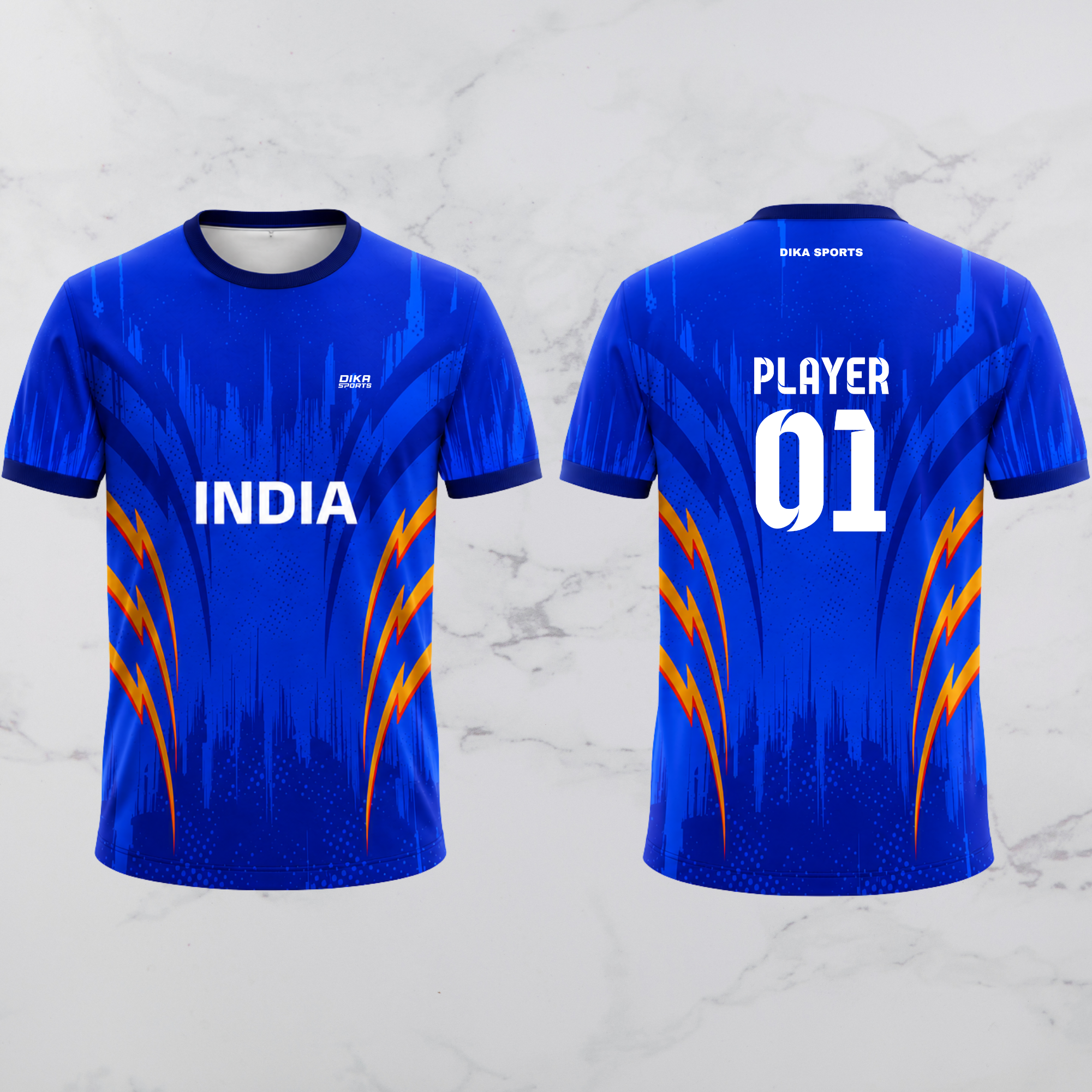 DIKA SPORTS Personalized Cricket Jersey with Name & Logo | Round Neck Custom Team Cricket T-Shirt | Breathable Quick-Dry Jersey