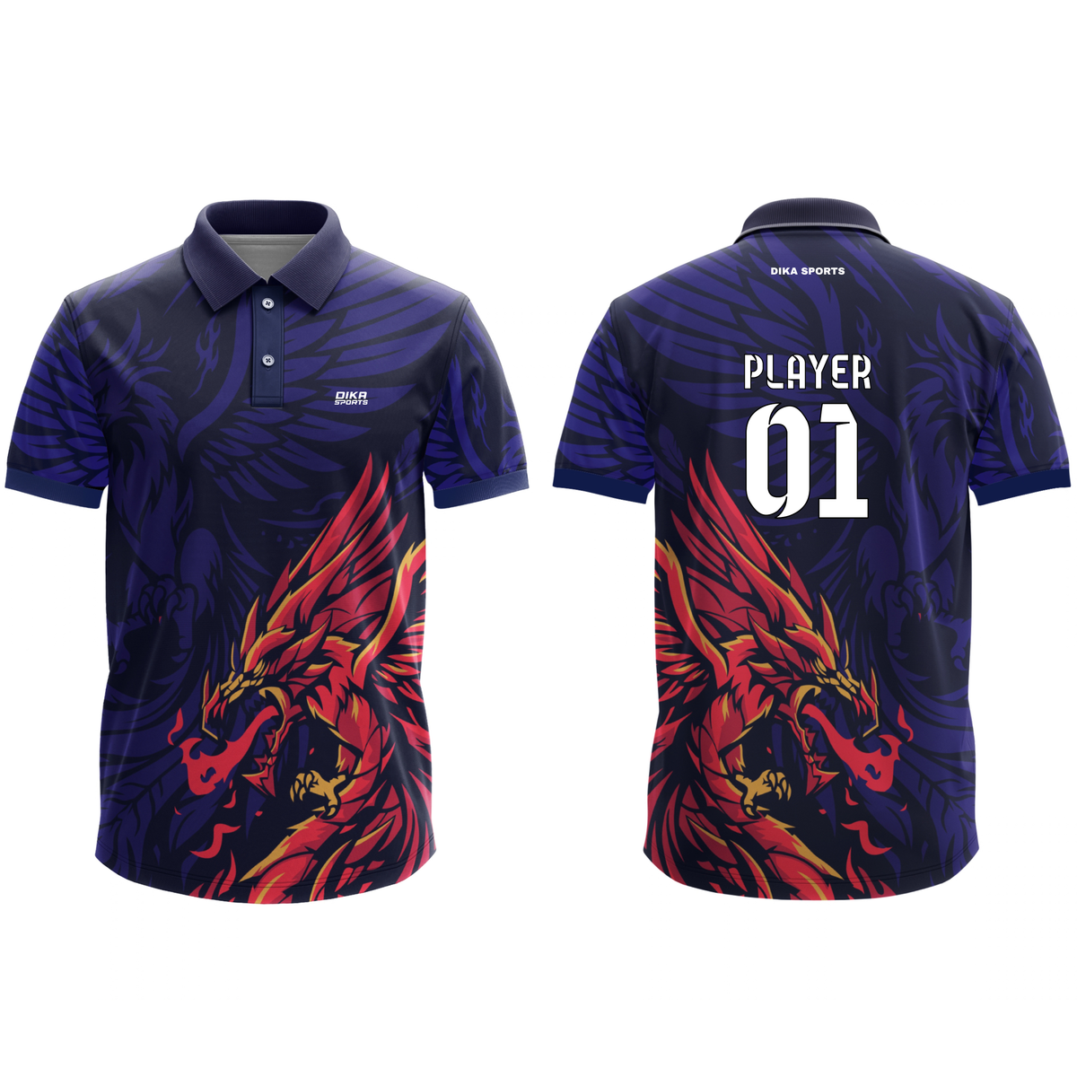 Dika Sports Cricket T-Shirt Stylish | Collar Neck Cricket Jersey for Men | Custom Name and Logo Jersey | Breathable Sports T-Shirt