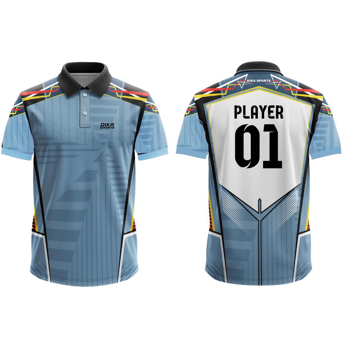 Dika Sports Cricket Jersey Set | Custom Printed Name Number Logo | Personalized Team Cricket Jersey for Men & Kids