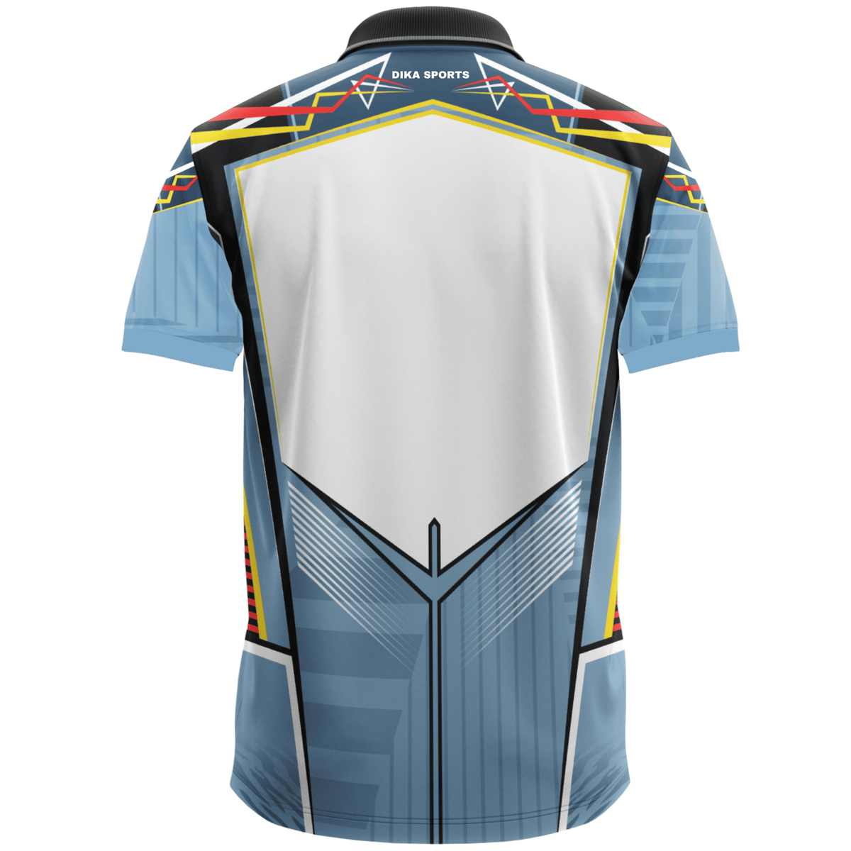 DIKA SPORTS Men's Blue And White Sports T-Shirt, Cricket Jersey with Collar Neck, Breathable and Stretchable Fabric