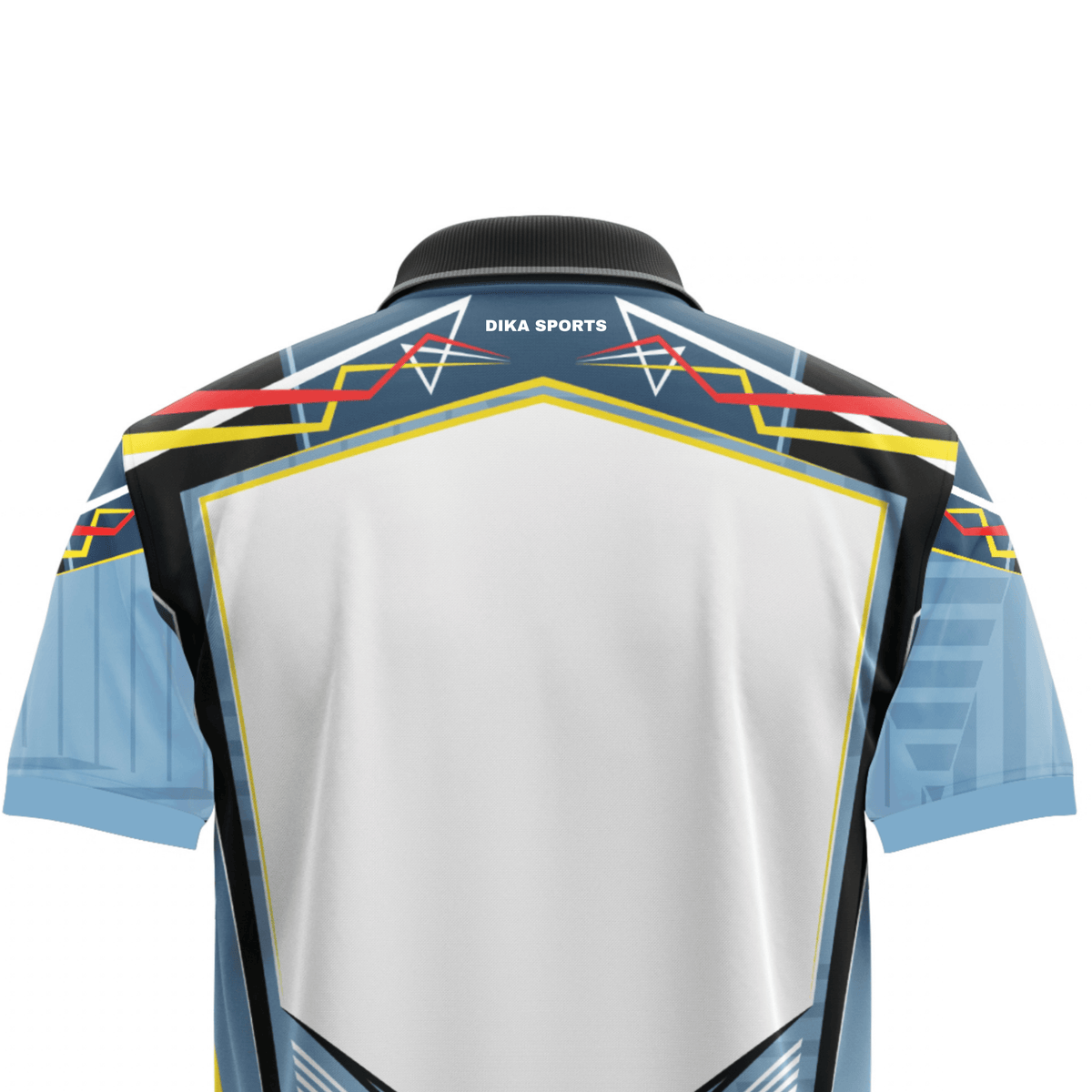 DIKA SPORTS Men's Blue And White Sports T-Shirt, Cricket Jersey with Collar Neck, Breathable and Stretchable Fabric