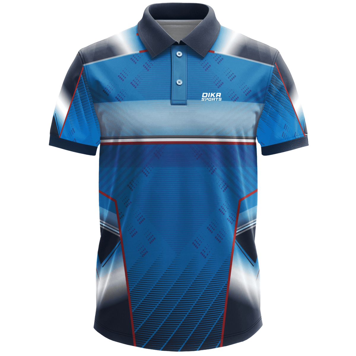 Premium Dika Sports Custom Polo Mix Vibrant Blue Colour Cricket Jersey for Men with Team Player Name and Number Customization