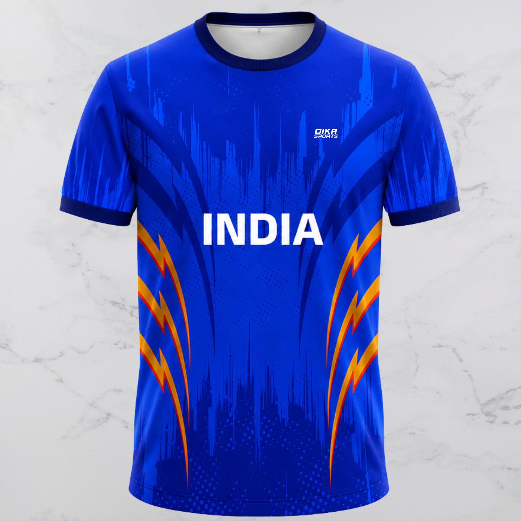 DIKA SPORTS Personalized Cricket Jersey with Name & Logo | Round Neck Custom Team Cricket T-Shirt | Breathable Quick-Dry Jersey