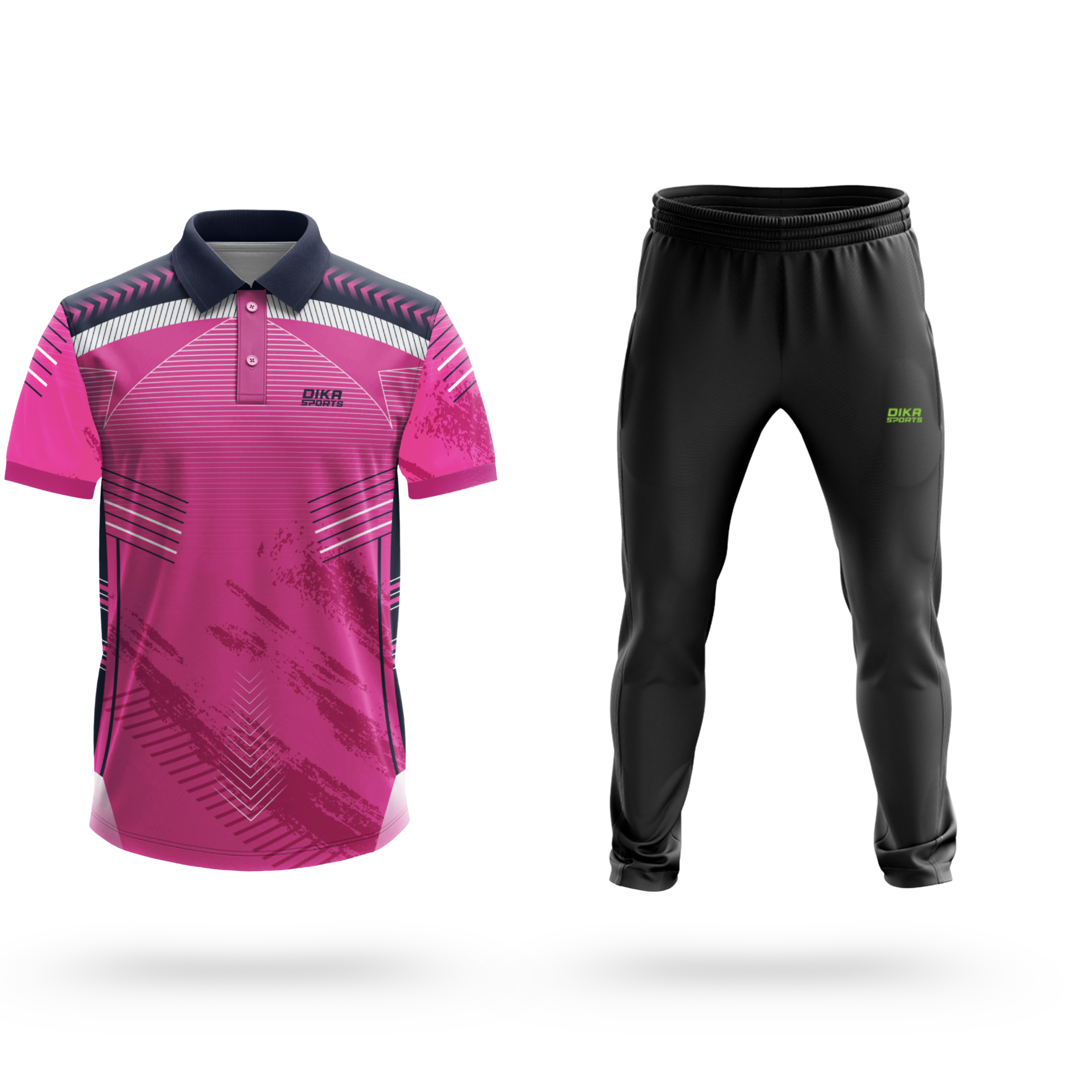 Dika Sports Custom sports jersey Women's cricket t-shirt digital printed cricket jersey collar t shirts for men running trackpant - Pack of 2