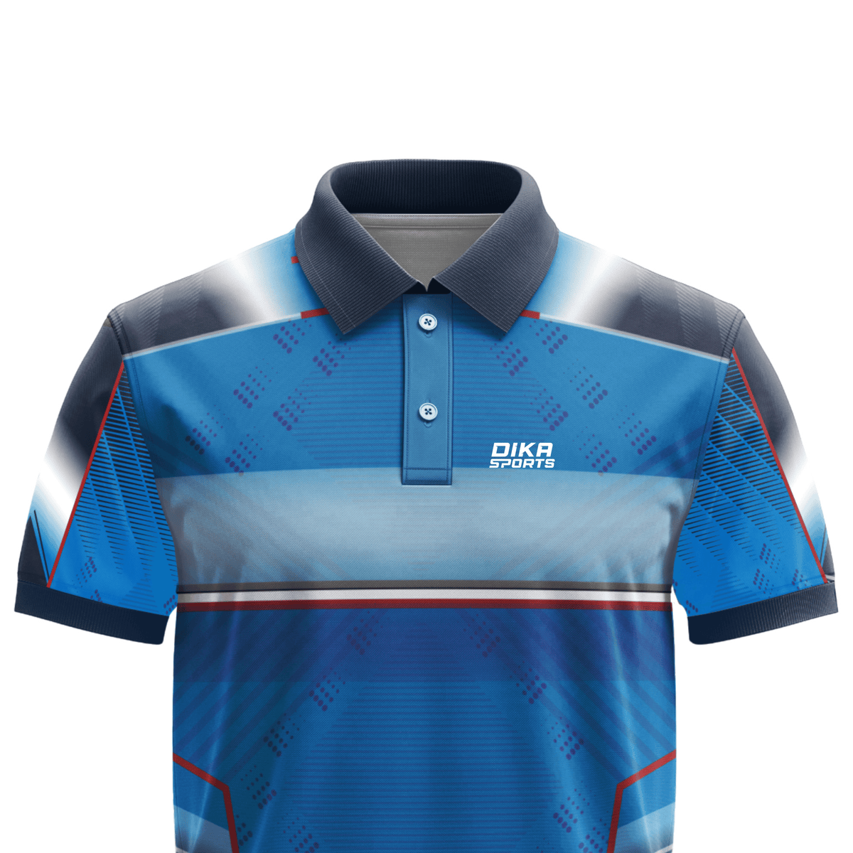 Premium Dika Sports Custom Polo Mix Vibrant Blue Colour Cricket Jersey for Men with Team Player Name and Number Customization