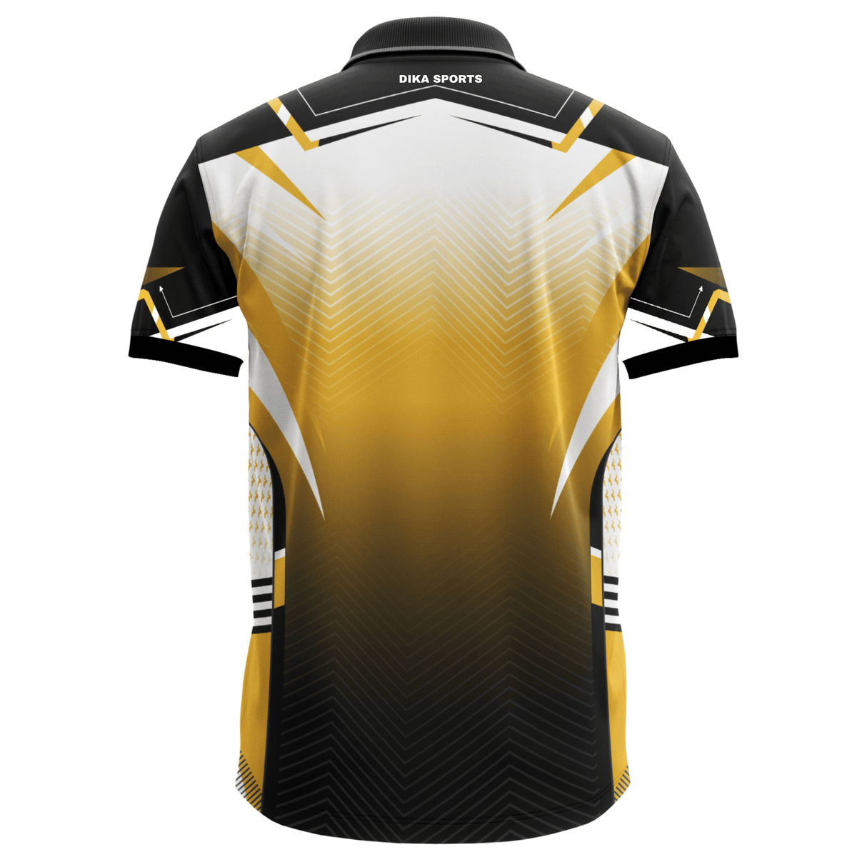 DIKA SPORTS Yellow & Black Cricket Jersey for Men, Short Sleeve Collar Neck Sports T-Shirt for Everyday Active Wear
