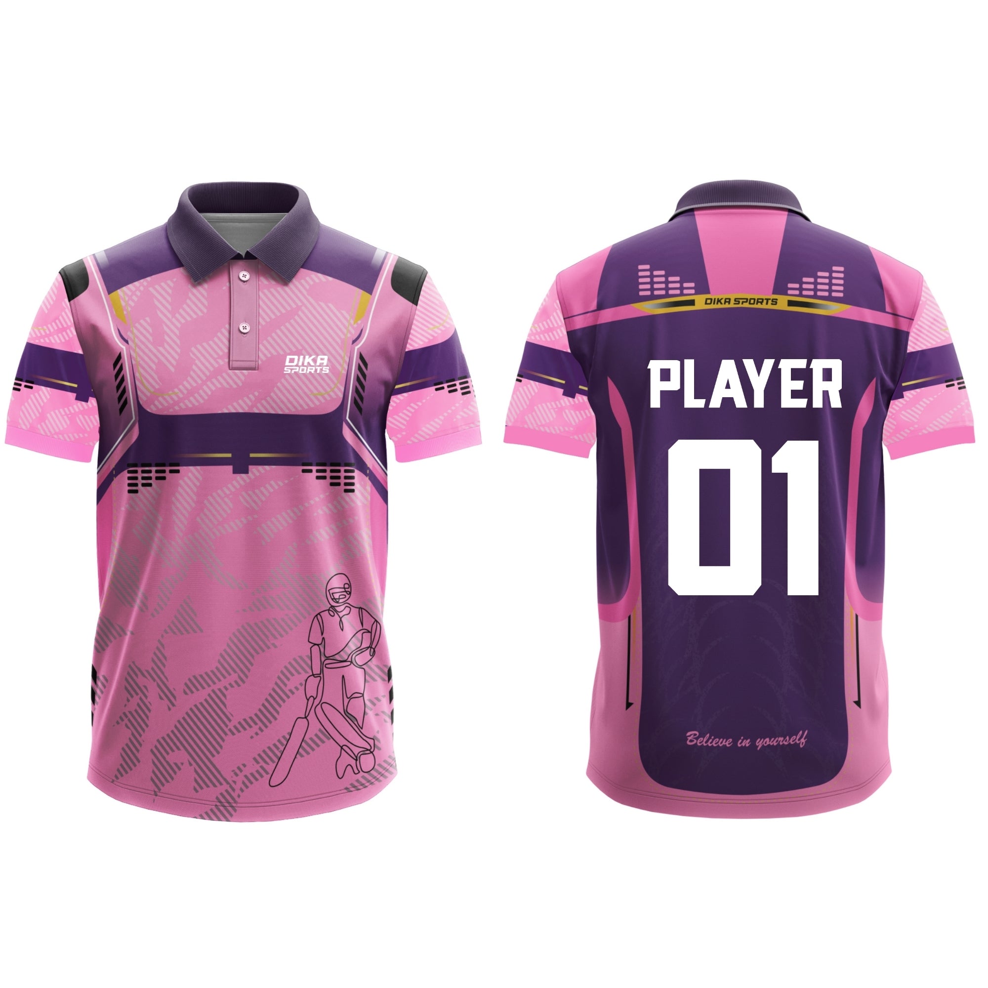 Dika Sports Custom Jersey  Personalized Cricket Jersey for Men, Kids & Teams