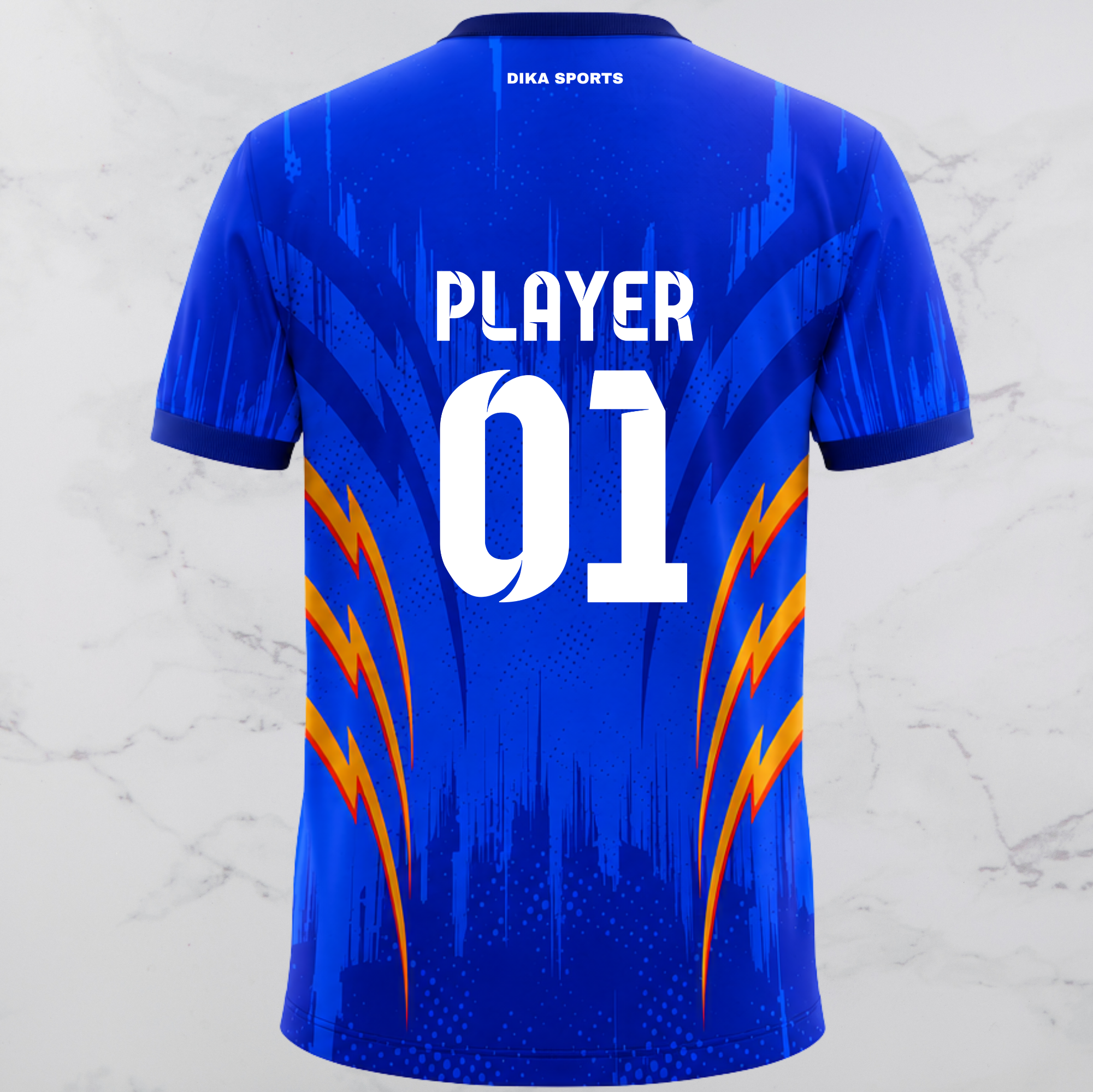 DIKA SPORTS Personalized Cricket Jersey with Name & Logo | Round Neck Custom Team Cricket T-Shirt | Breathable Quick-Dry Jersey