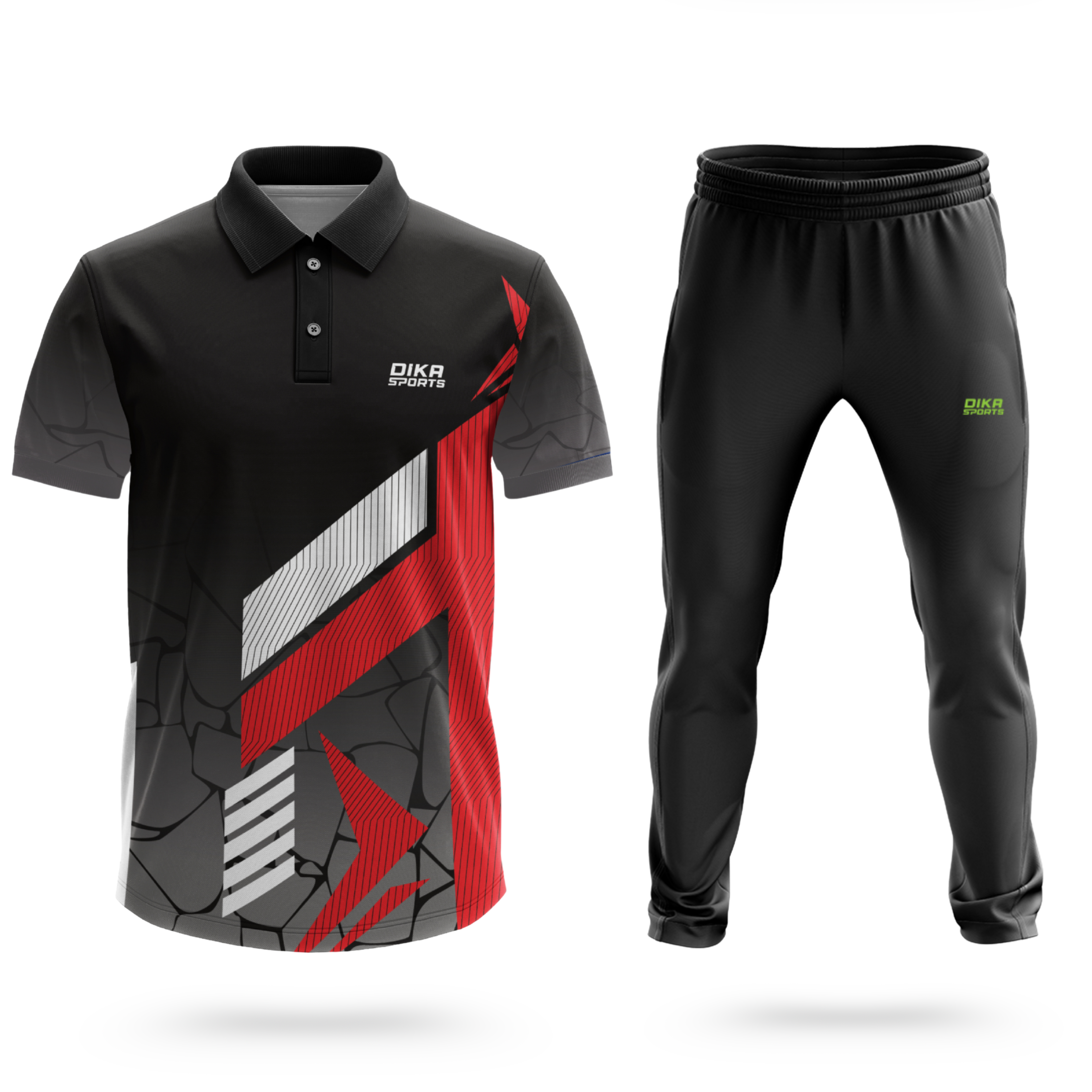 Dika Sports Cricket Custom Player Name and Number Jersey Cricket Tshirt for Men slim fit trackpant - Pack of 2