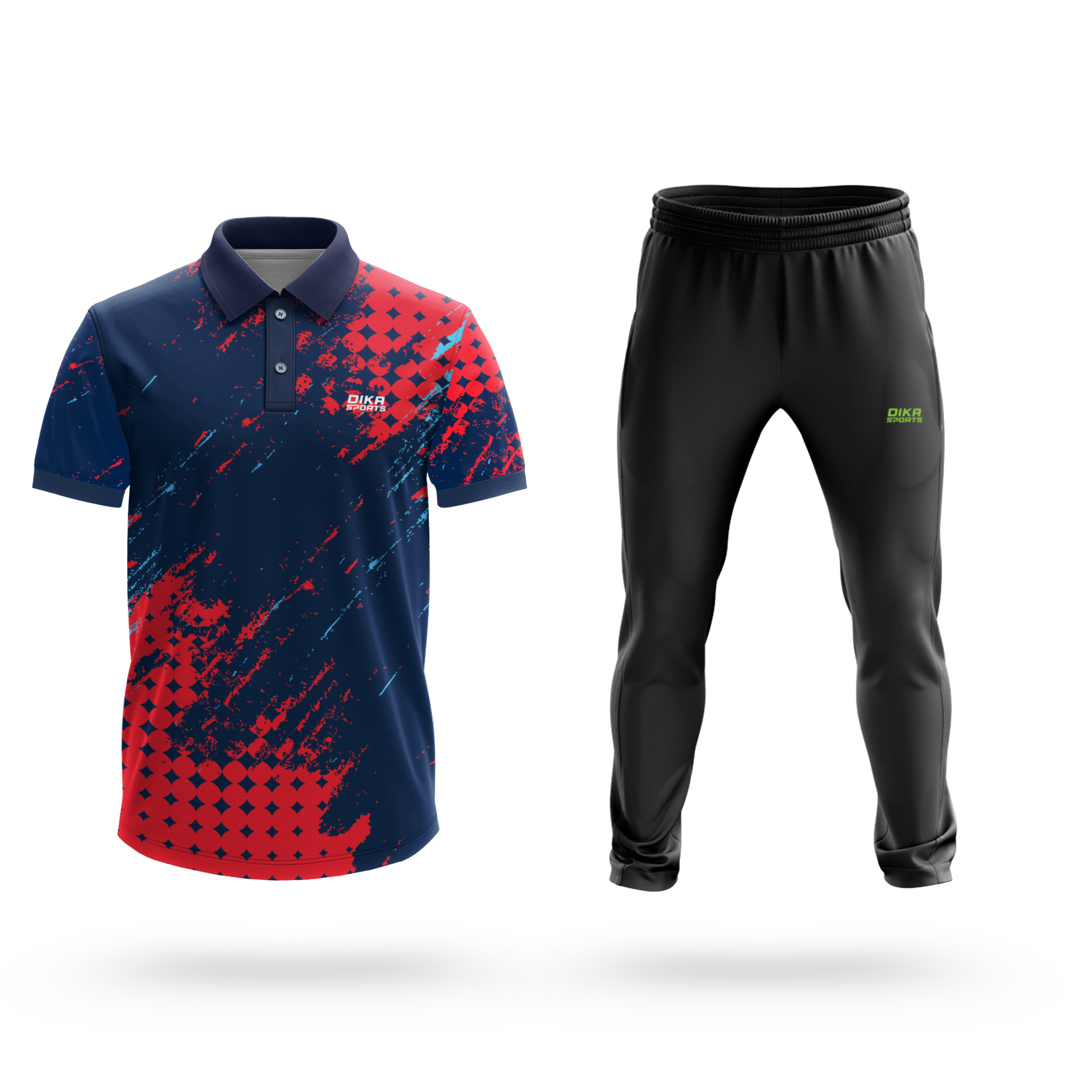 Dika Sports Cricket Custom Player Name and Number Jersey Cricket Tshirt for Men slim fit trackpant - Pack of 2